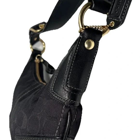 Y2K Coach Hampton Signature Jacquard Shoulder Hobo Bag Black Small Purse # 11371 - Picture 11 of 16